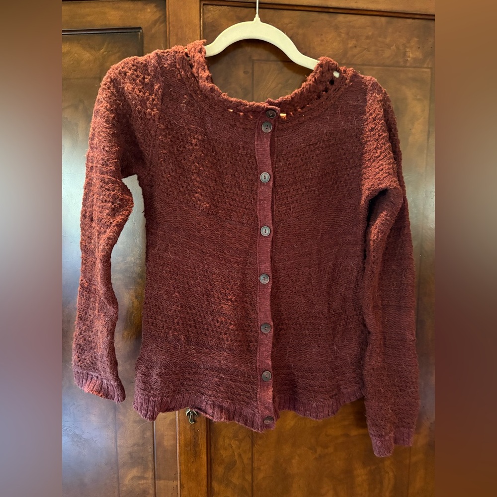 Moth Maroon Button-Up Cardigan